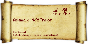 Adamik Nándor névjegykártya